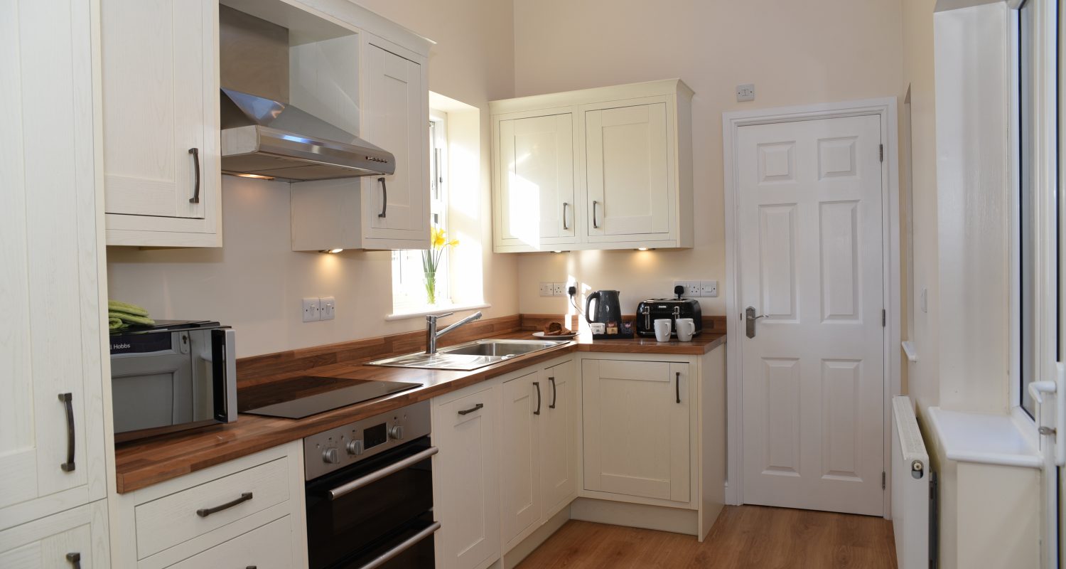 Kitchen area Breakfast time at Afonwy House Mid Wales Holiday Lets apartments in Rhayader near the Elan Valley